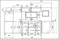 Ansicht rechte Seite incl. Küchenblock