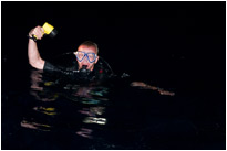 Nightdive - nur mit einer kleinen Taschenlampe ging es ab in die Tiefe / Thailand
